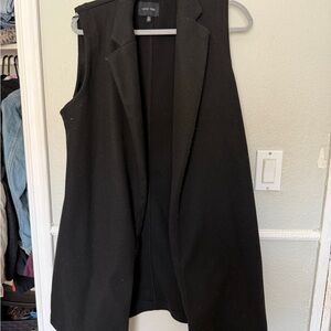 Love Tree Black Long Sleeveless Blazer Vest